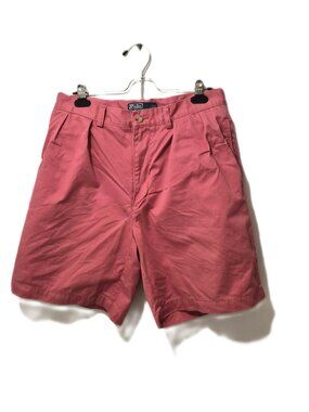 Y2K Polo Ralph Lauren Tyler Fit Shorts Dusty Pink Pleated Cotton Preppy Golfwear